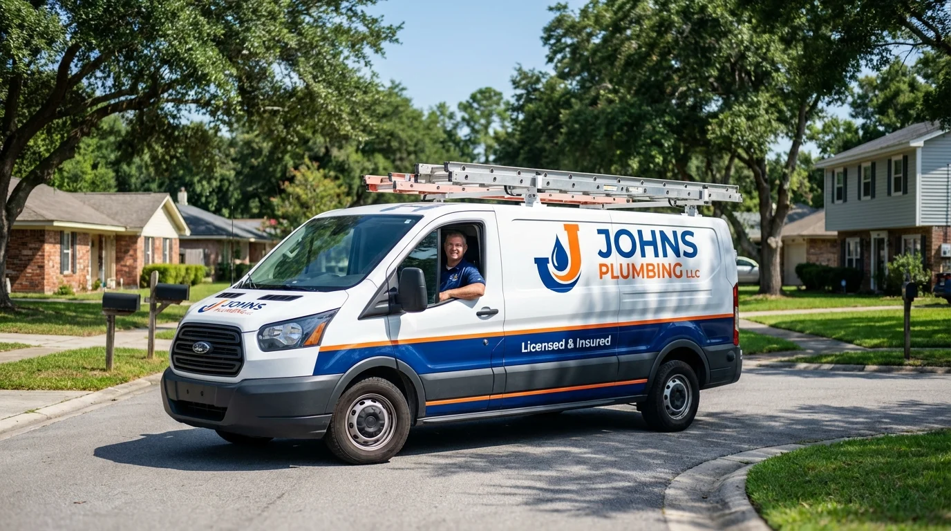 Johns Plumbing LLC service van in Pottsville, AR