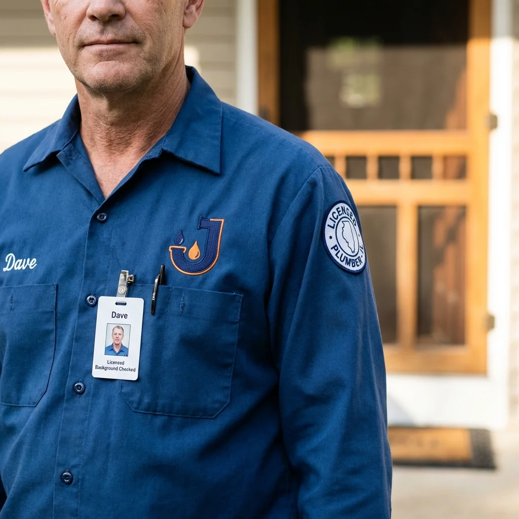 Licensed plumber showing ID badge in Pottsville, AR