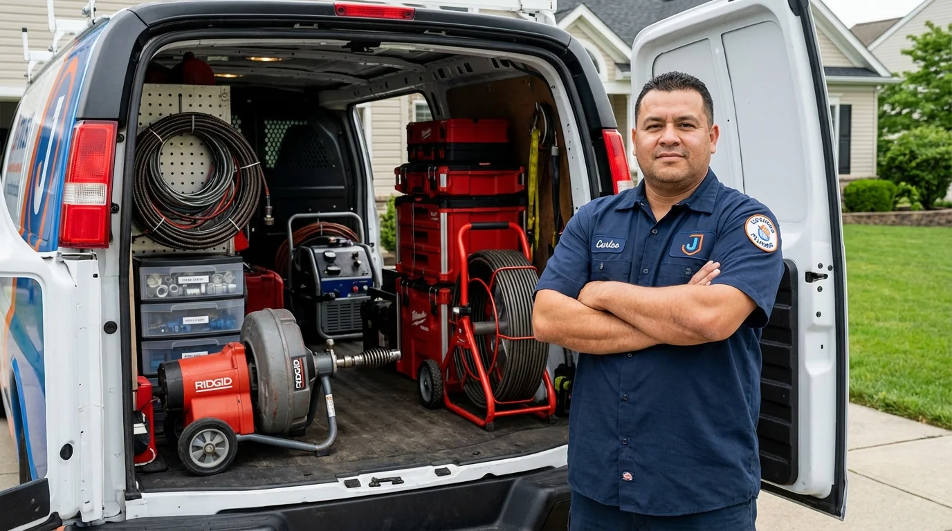 Professional drain cleaning equipment and Johns Plumbing LLC plumber in Pottsville