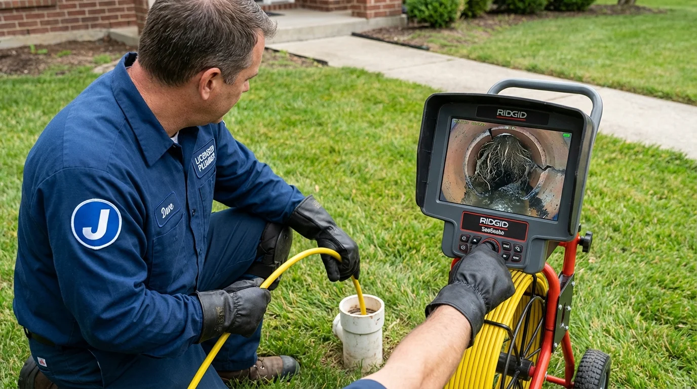 Sewer camera inspection being performed by Johns Plumbing LLC in Pottsville